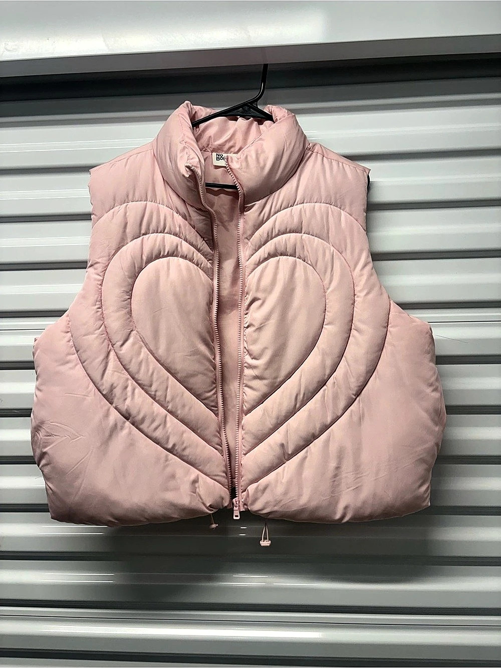 No Boundaries Heart Quilted Puffer Vest Pink